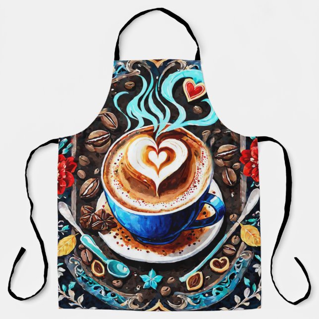 Tablier Lattes à vapeur et Cappuccino Conception de café (Recto)