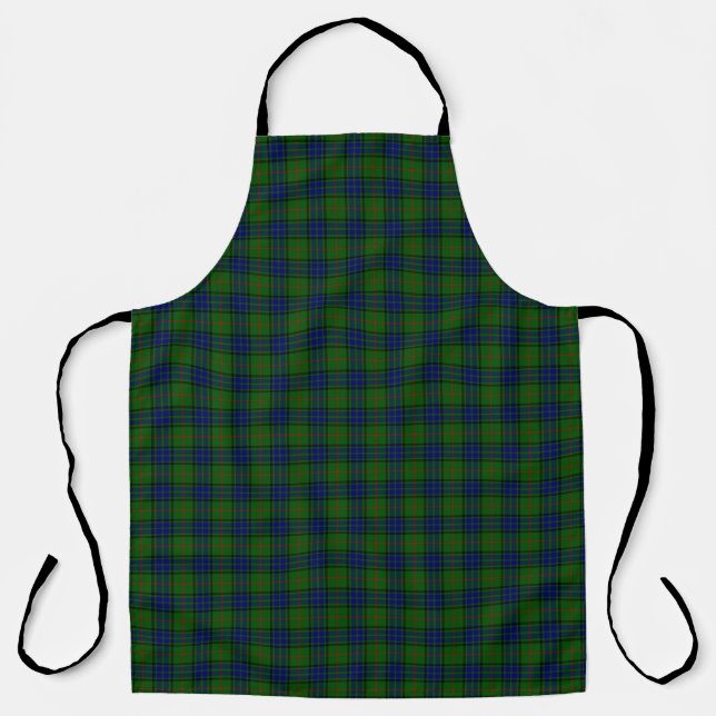 Tablier Lauder tartan bleu vert plaid (Recto)