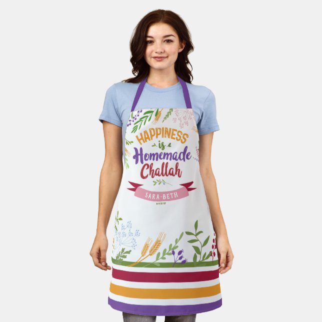 Tablier Le bonheur est fait maison Challah Floral & Stripe (Porté)