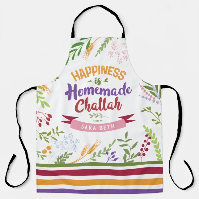 Tablier Le bonheur est fait maison Challah Floral & Stripe (Recto)