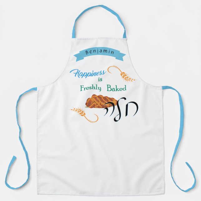 Tablier Le bonheur est fraîchement cuit Challah - Jaune ju (Recto)