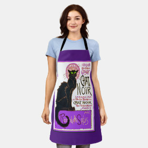 Tablier Le Conversation Noir, le chat noir en violet,
