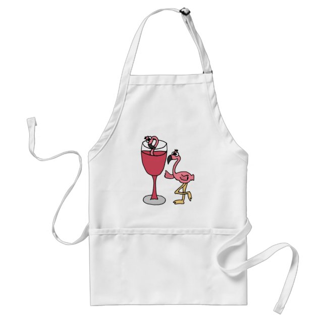 Tablier Le Flamant rose rose rougissent dedans verre de (Devant)
