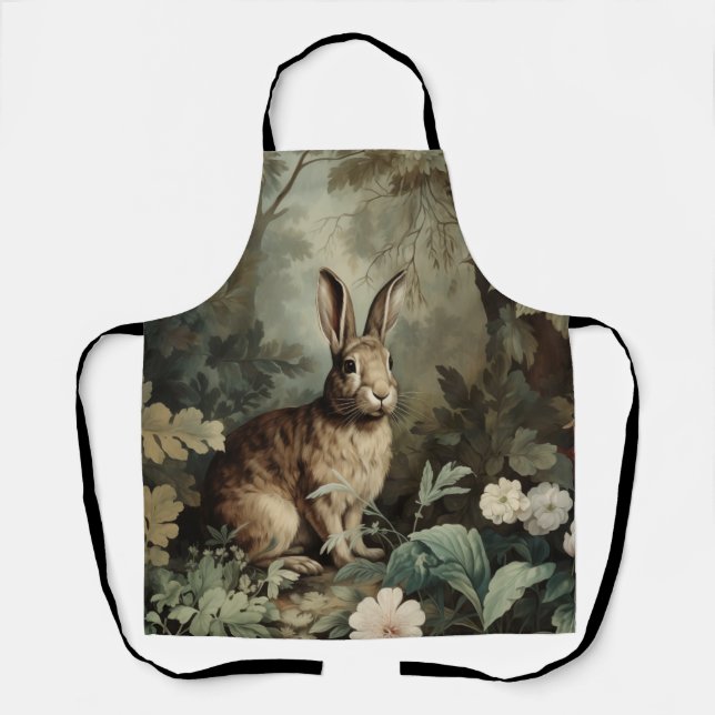 Tablier Le lièvre d'Antiquité de charme dans la forêt luxu (Recto)