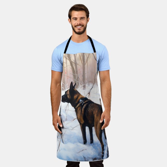 Tablier Le Malinois Belge Laisser Neige Noël (Porté)