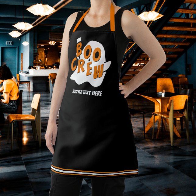 Tablier Le personnel de la famille des fantômes de Boo Cre (The Boo Crew Ghost Family Staff Halloween Black Apron
)