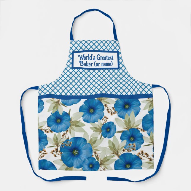 Tablier Le plus grand Baker - Blue Morning Glories (Recto)