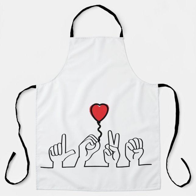 Tablier Le sourd, l'amour du langage gestuel. Je t'aime. (Recto)