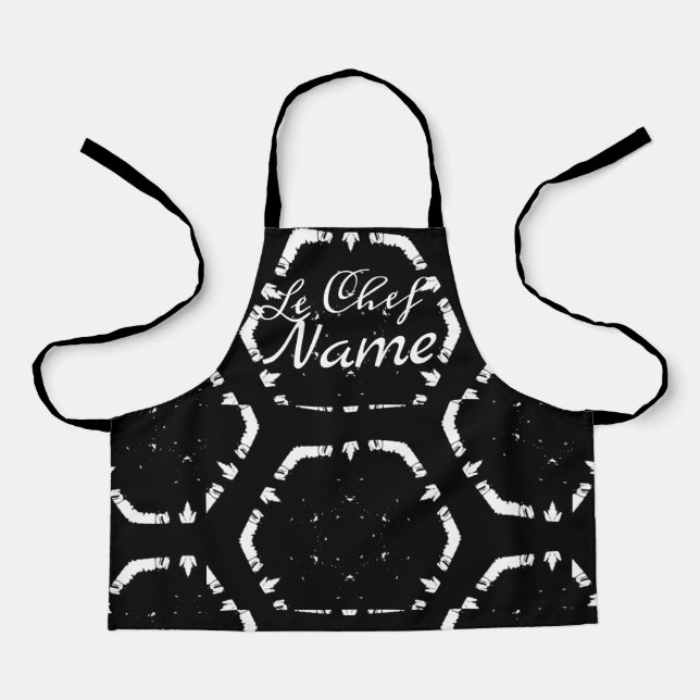 Tablier LeChef NOM B&W Externe Espace pour enfants Apron (Recto)