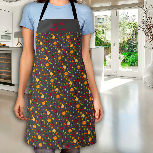 Tablier Légumes cottagecore nom gris