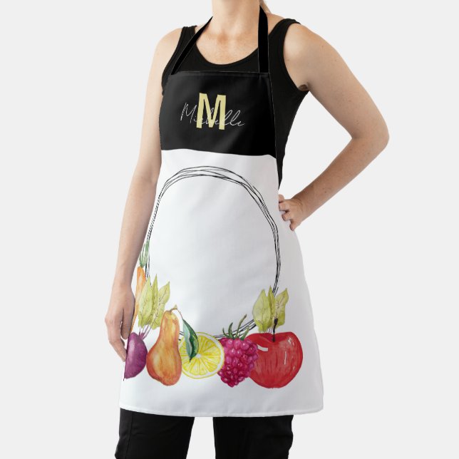Tablier Légumes et fruits mignons monogrammés (Insitu)