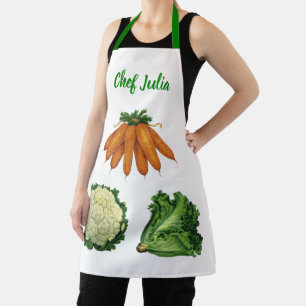 Tablier Légumes vintages; Carottes, Chou-fleur, Laitue