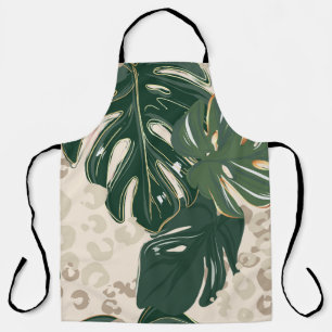Tablier Leopard Monstera : Jungle Imprimer Vintage.
