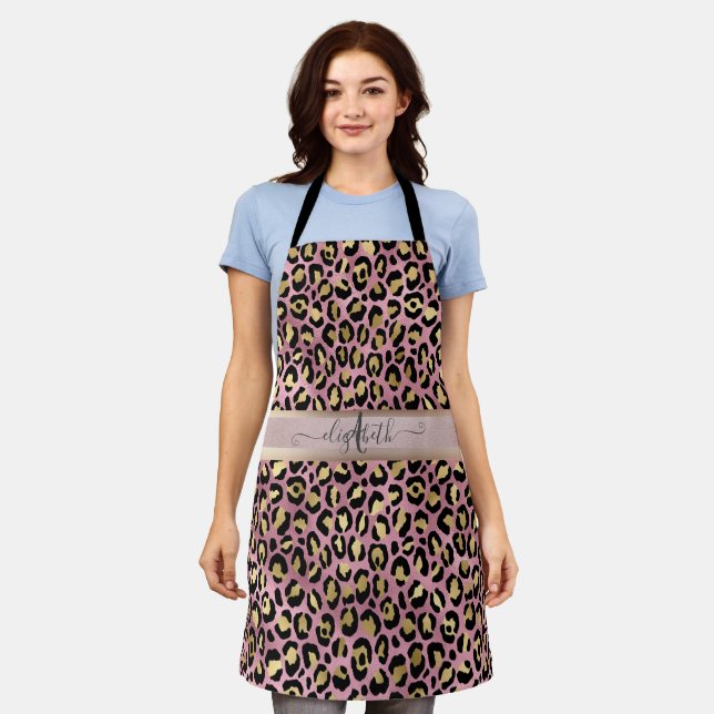 Tablier Léopard Motif Monogram Rose Gold Black (Porté)