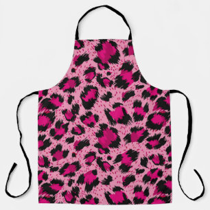 Tablier léopard rose de luxe, motif vintage.