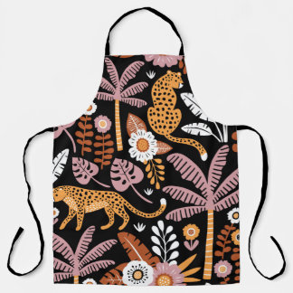Tablier Leopards Palms Vintage Motif sans couture