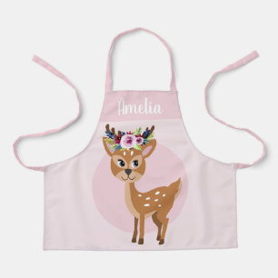 Tablier Les filles adorent le cerf rose et les fleurs Les 