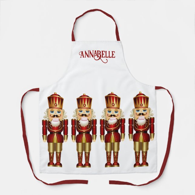Tablier Les noix rouges et or personnalisent (Recto)