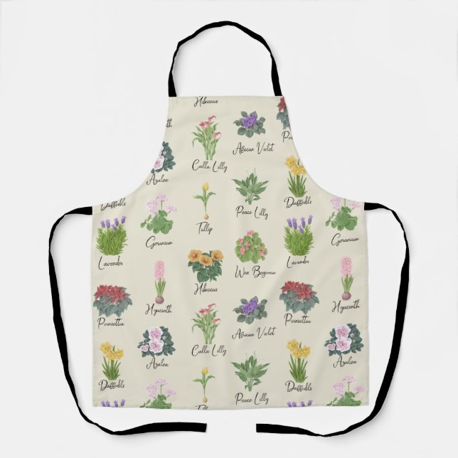 Tablier Les Plantes de maison et leurs noms - Cute Minimal (Recto)