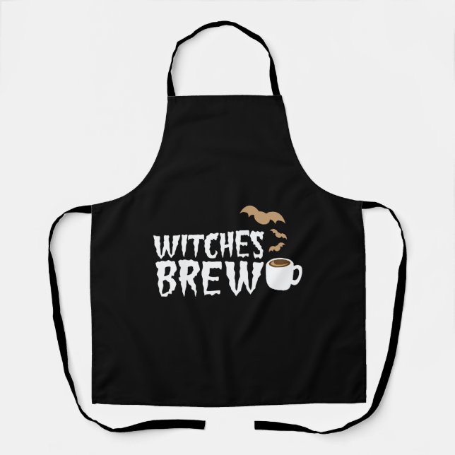 Tablier Les sorcières brassent chauves-souris et tasse de  (Recto)