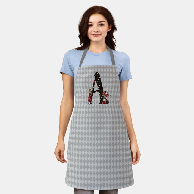 Tablier Lettre A de la Reine des Coeurs et Alice de Wonder (Porté)