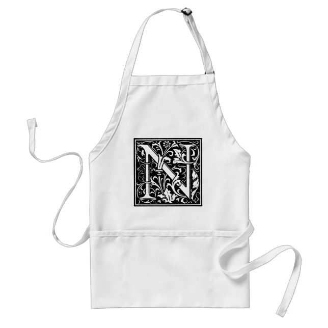 Tablier Lettre alphabet style Renaissance N (Devant)