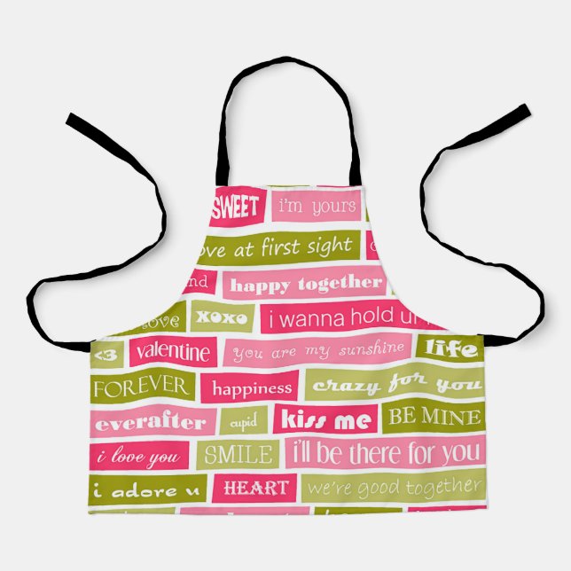 Tablier LETTRE D'AMOUR ROSE ET VERT Apron (Recto)