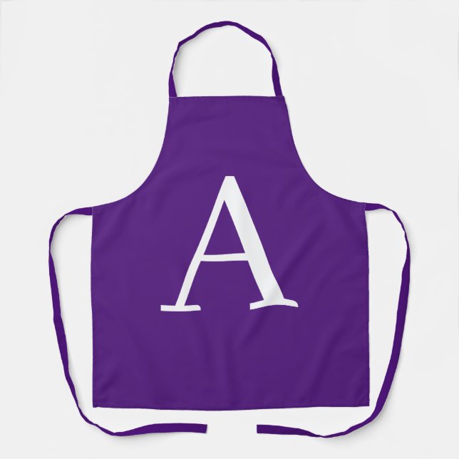 Tablier Lettre initiale Monogramme Style moderne violet (Recto)