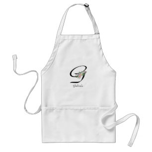 TABLIER LETTRE MONOGRAPHIQUE FLORALE G APPARON DE RETRAITE
