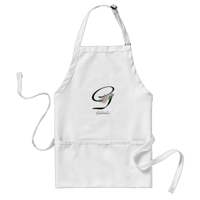 TABLIER LETTRE MONOGRAPHIQUE FLORALE G APPARON DE RETRAITE (Devant)