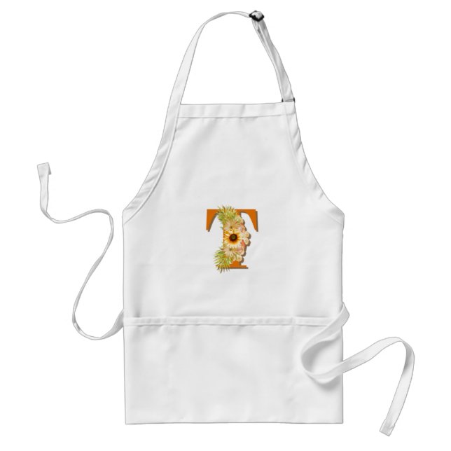 Tablier Lettre T tournesol floral Monogramme (Devant)