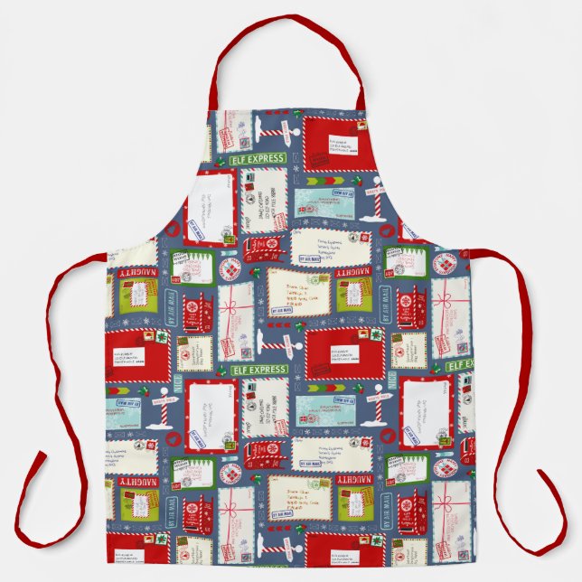 Tablier Lettres pour enfants à Père Noël l Motif de Noël (Recto)