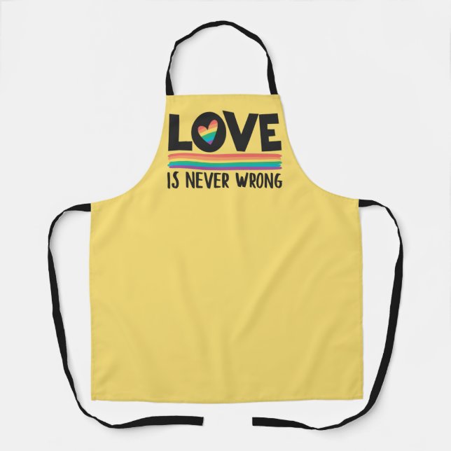 Tablier LGBTQ Pride rainbow flag Love is never wrong Apron (Recto)