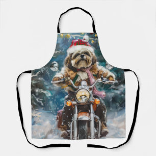 Tablier Lhasa Apso Chien à cheval Moto Noël