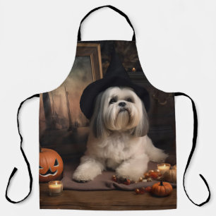 Tablier Lhasa Apso Citrouille Halloween effrayant