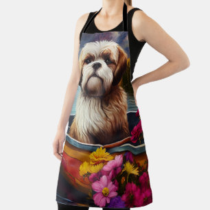 Tablier Lhasa Apso sur une pagaie : Une aventure pittoresq