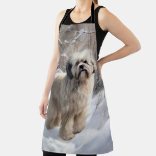 Tablier Lhassa Apso Laisse Neige Noël