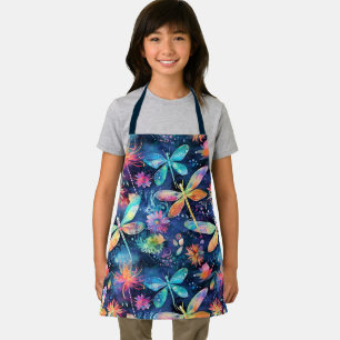 Tablier libellules vibrantes motif fille