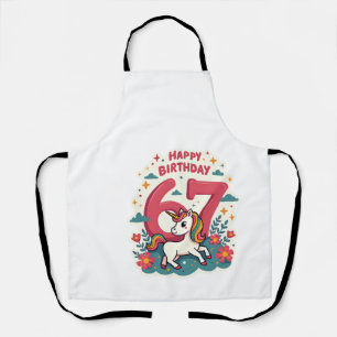 Tablier Licorne arc-en-ciel dessin animé mignon 67e annive