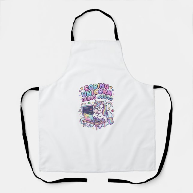 Tablier Licorne Coding Licorne Debug Squad Marché Charmeur (Recto)