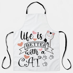 Tablier Life is Better With a Cat quote slogan