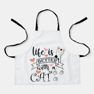 Tablier Life is Better With a Cat quote slogan