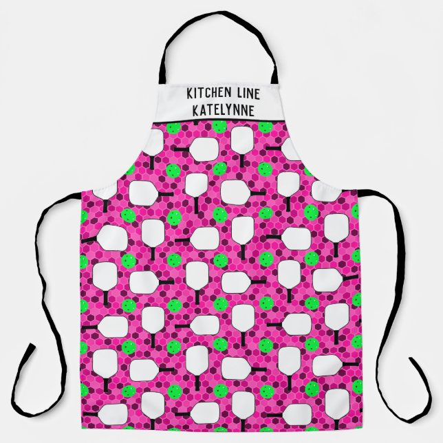 Tablier Ligne cuisine Pickleball Personnaliser Magenta Gre (Recto)