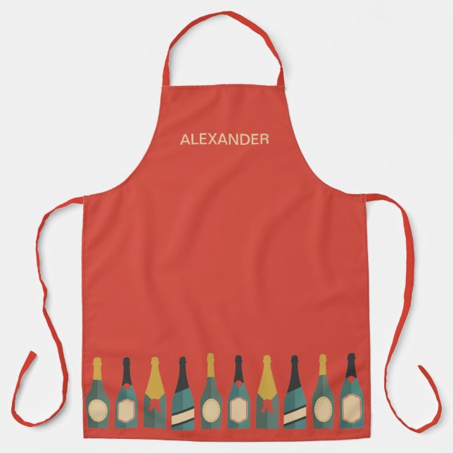 Tablier Ligne de bouteilles de vin Personnalisez (Recto)