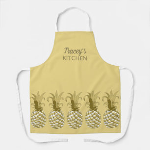 Tablier Ligne or ananas sur votre couleur ID239