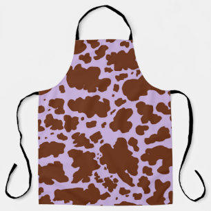Tablier Lilac Purple moderne et peau Brown de vache Imprim