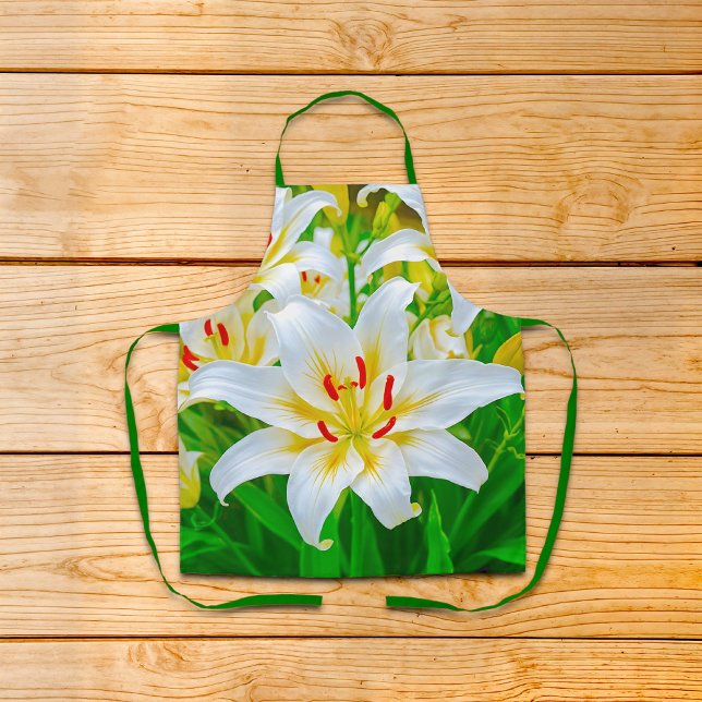 Tablier Lily blanche (Apron with white lily)