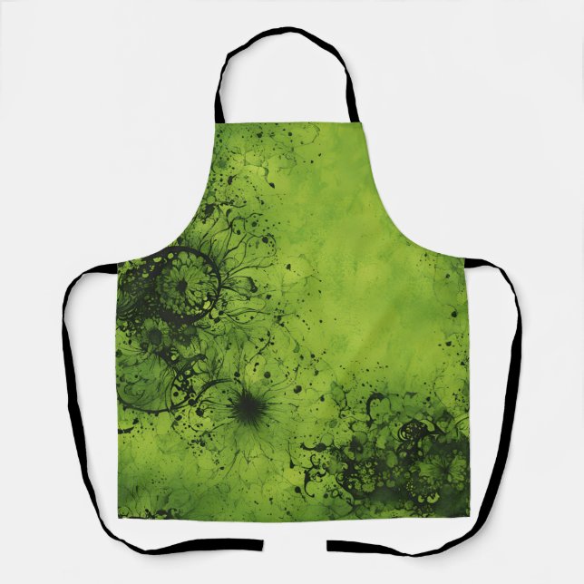 Tablier Lime Green Grunge with Black Accents (Recto)