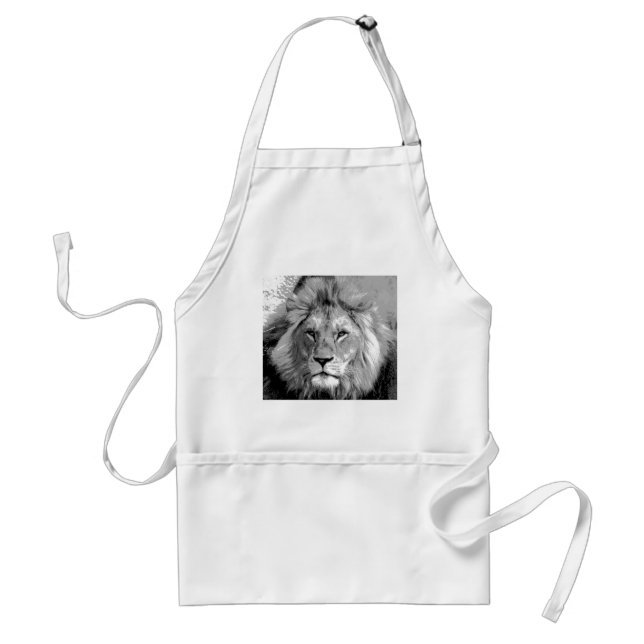 Tablier Lion noir blanc (Devant)