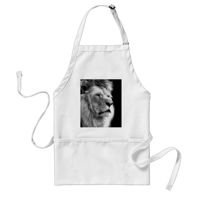 Tablier Lion noir blanc (Devant)